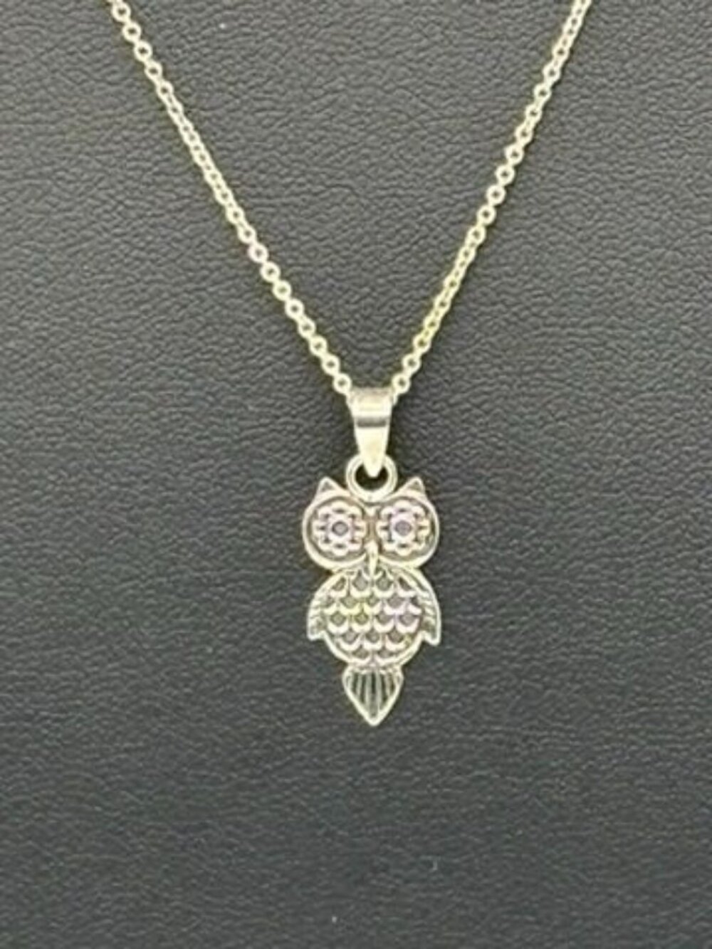 Artisan-Made Sterling Silver Owl Pendant Necklace Delicate Fine Chain Not Signed